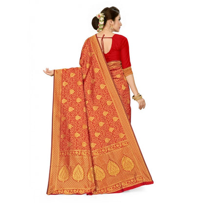 Generic Women's Banarasi Silk Saree (Maroon, 5-6mtrs)