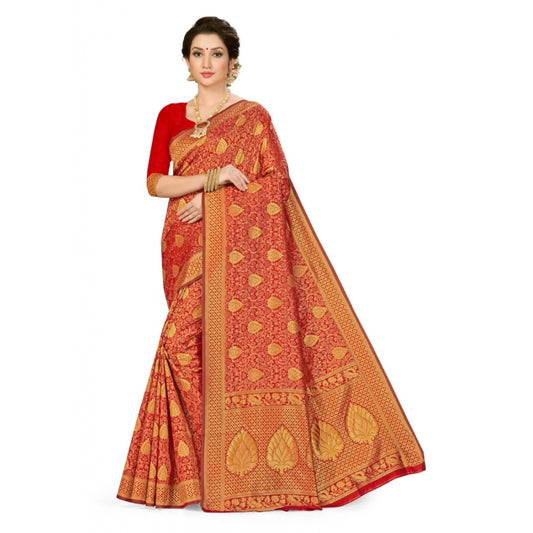 Generic Women's Banarasi Silk Saree (Maroon, 5-6mtrs)