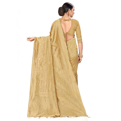 Generic Women's Banarasi Silk Saree (Cream, 5-6mtrs)