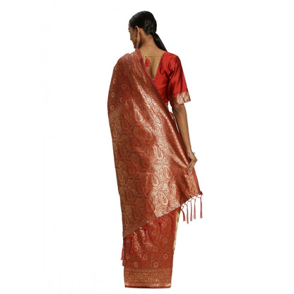 Generic Women's Banarasi Silk Saree (Red, 5-6mtrs)