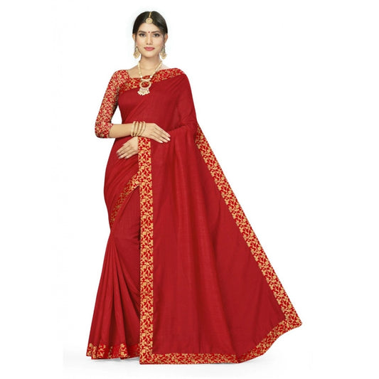 Generic Women's Silk Blend Saree (Red, 5-6mtrs)