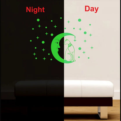 Generic Green Galaxy Of Stars With Moon Radium Night Glow Wall Sticker