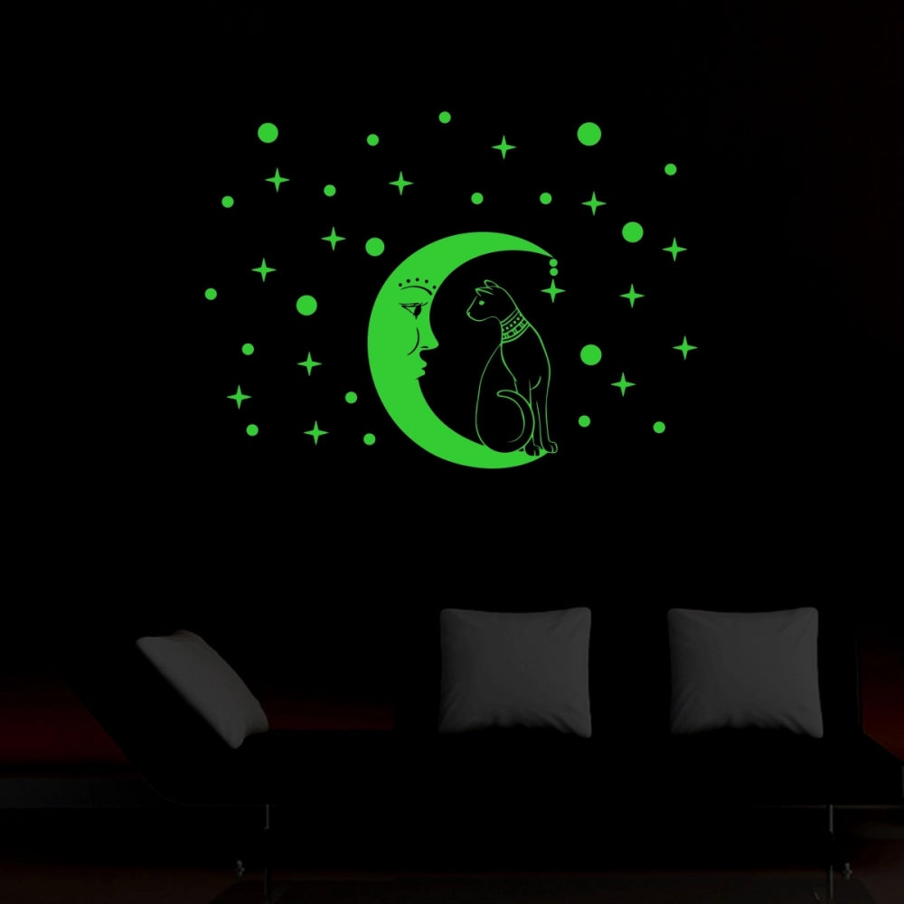 Generic Green Galaxy Of Stars With Moon Radium Night Glow Wall Sticker