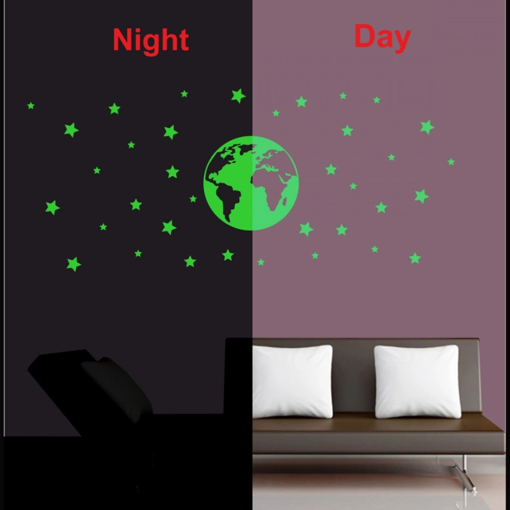 Generic Green Star And Earth Decorative Radium Sticker Wall Sticker