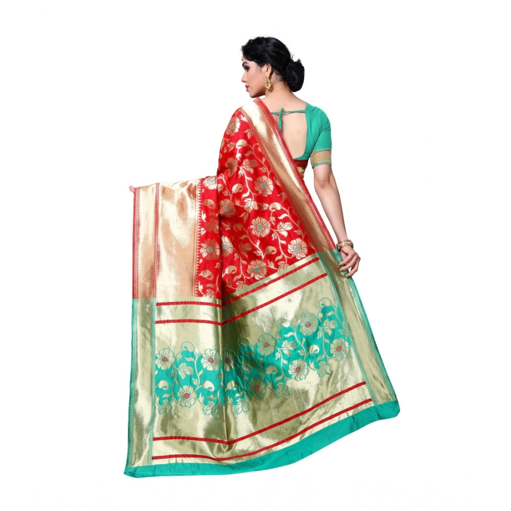 Generic Women's Jacquard Silk Saree With Blouse (Green,6-3 Mtrs)