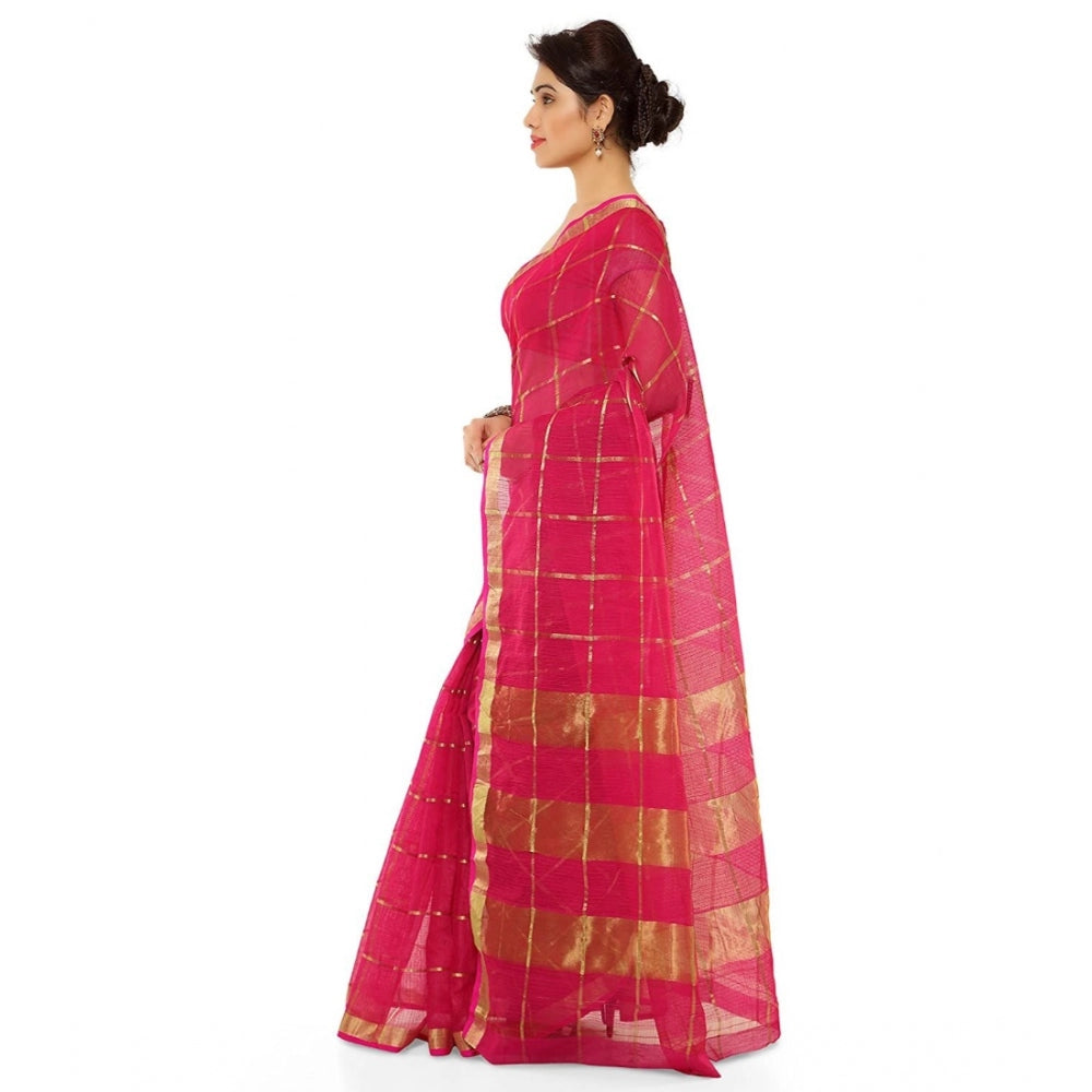 Generic Women's Kota Doria Cotton Saree With Blouse (Rani,6-3 Mtrs)