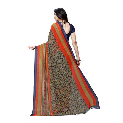 Generic Women's Georgette Saree(Blue,5-6 Mtrs)