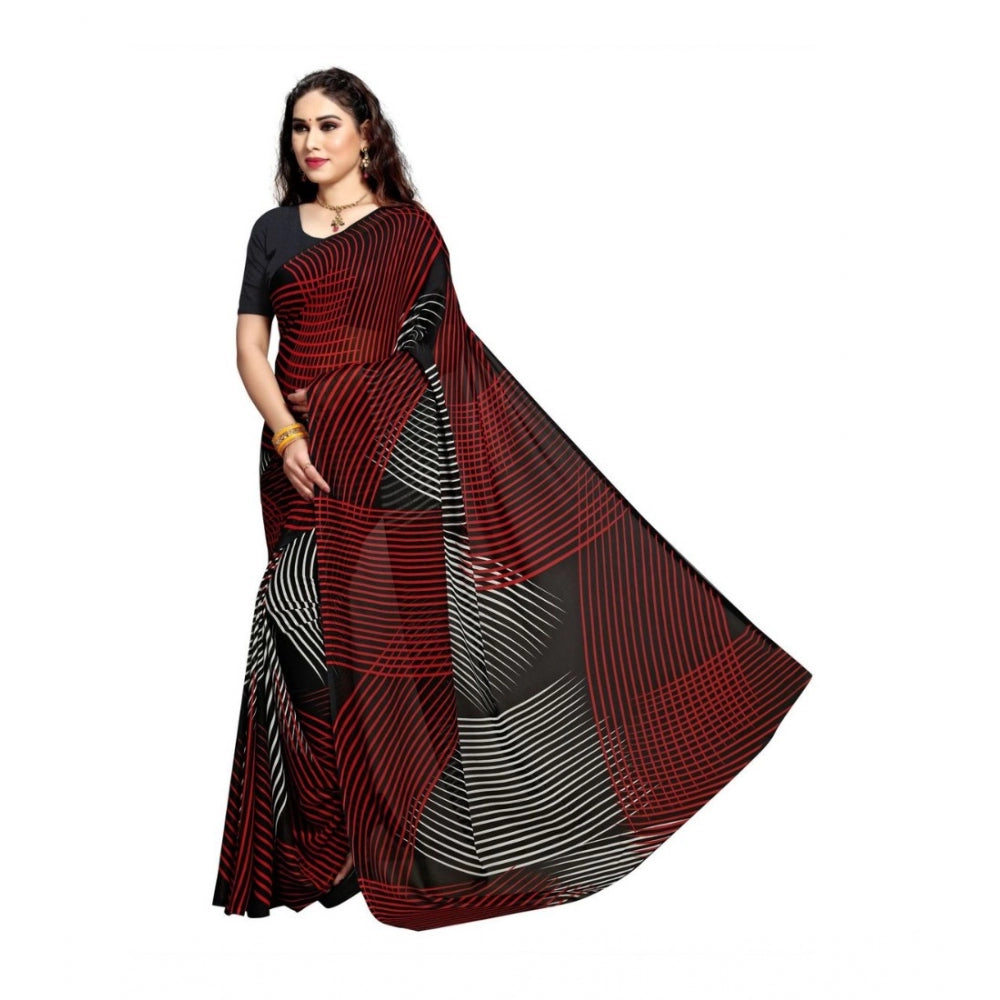 Generic Women's Georgette Saree(Black,5-6 Mtrs)