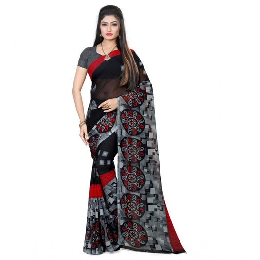 Generic Women's Georgette Saree(Black,5-6 Mtrs)