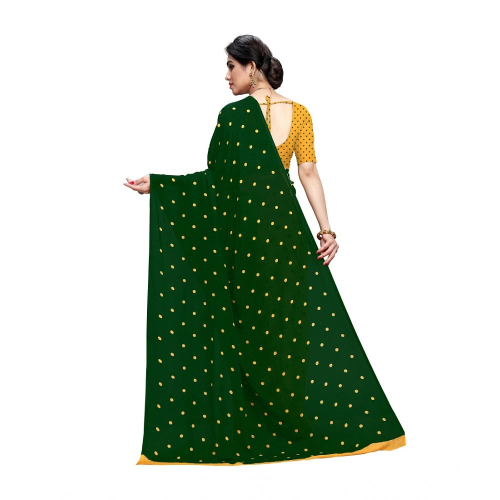 Generic Women's Georgette Saree(Green,5-6 Mtrs)