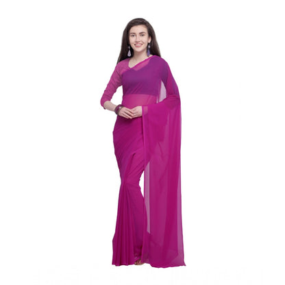 Generic Women's Dyed Saree(Pink,5-6 Mtrs)