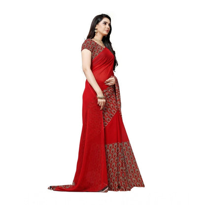 Generic Women's Georgette Saree(Red,5-6 Mtrs)