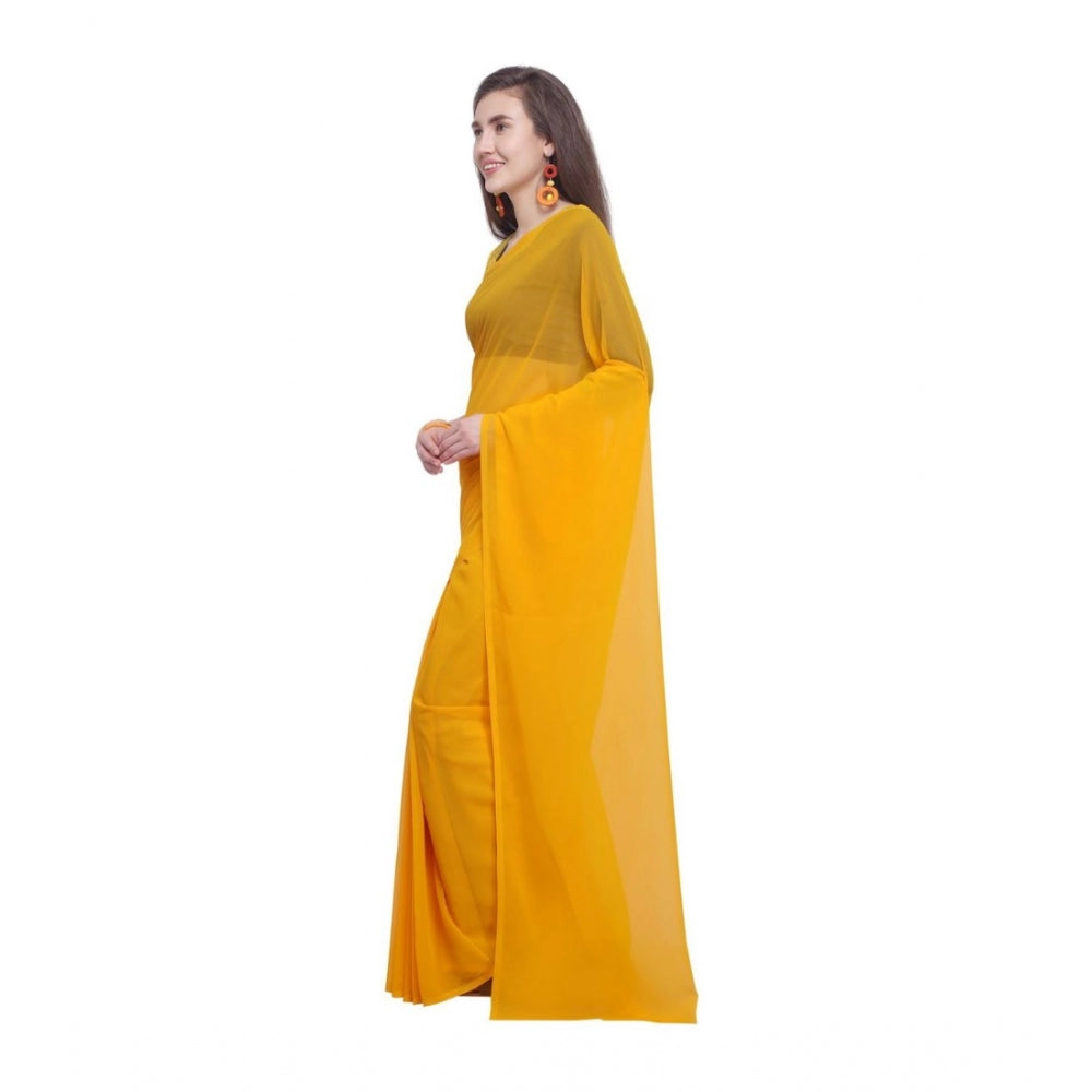 Generic Women's Dyed Saree(Yellow,5-6 Mtrs)