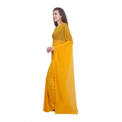 Generic Women's Dyed Saree(Yellow,5-6 Mtrs)