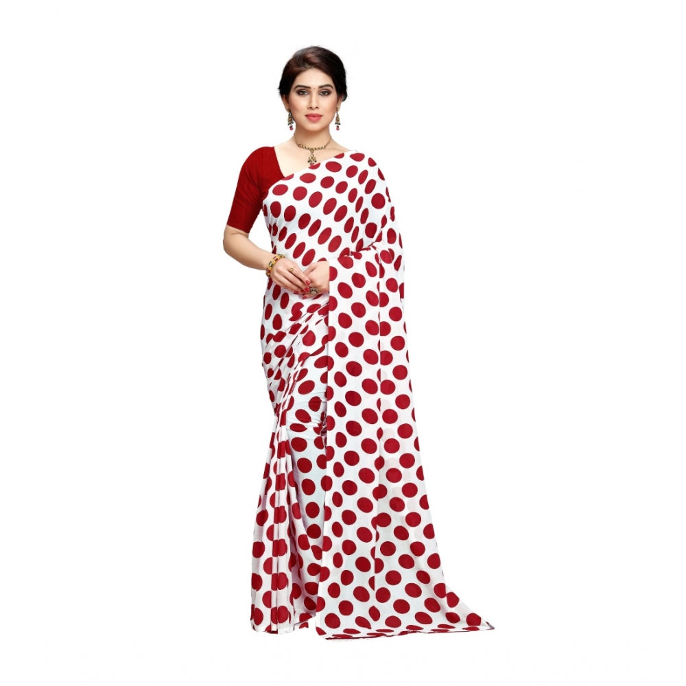 Generic Women's Georgette Saree(W.Red,5-6 Mtrs)