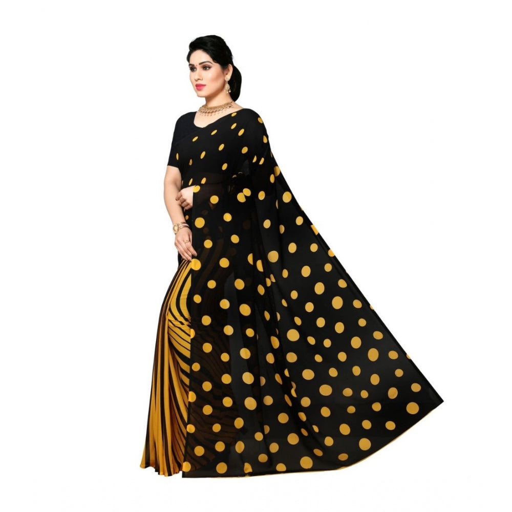 Generic Women's Georgette Saree(Yellow,5-6 Mtrs)