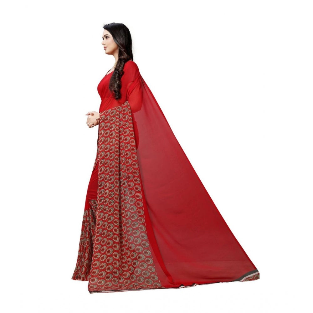 Generic Women's Georgette Saree(Red,5-6 Mtrs)