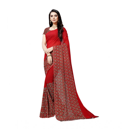 Generic Women's Georgette Saree(Red,5-6 Mtrs)