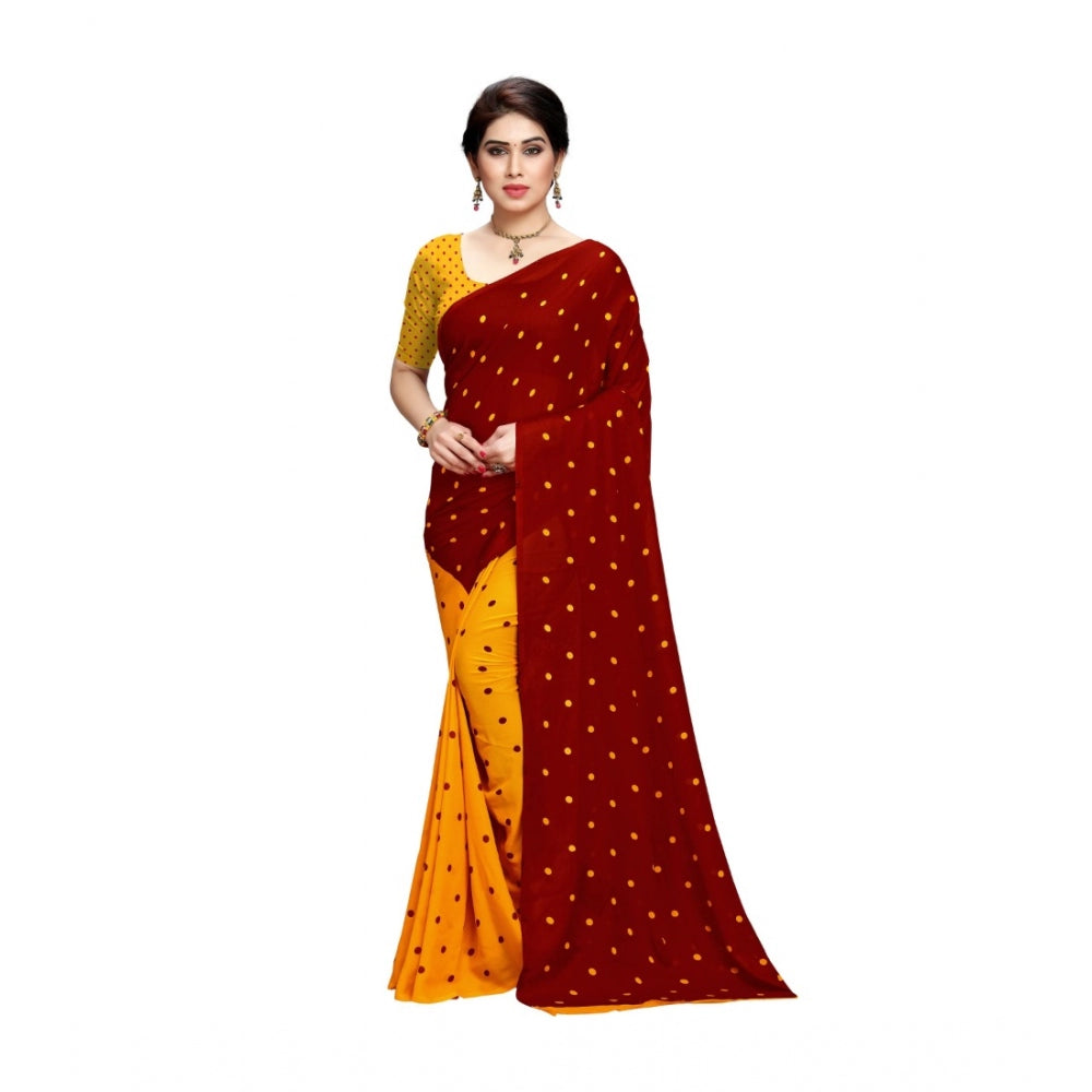 Generic Women's Georgette Saree(Red,5-6 Mtrs)