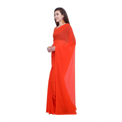 Generic Women's Dyed Saree(Orange,5-6 Mtrs)