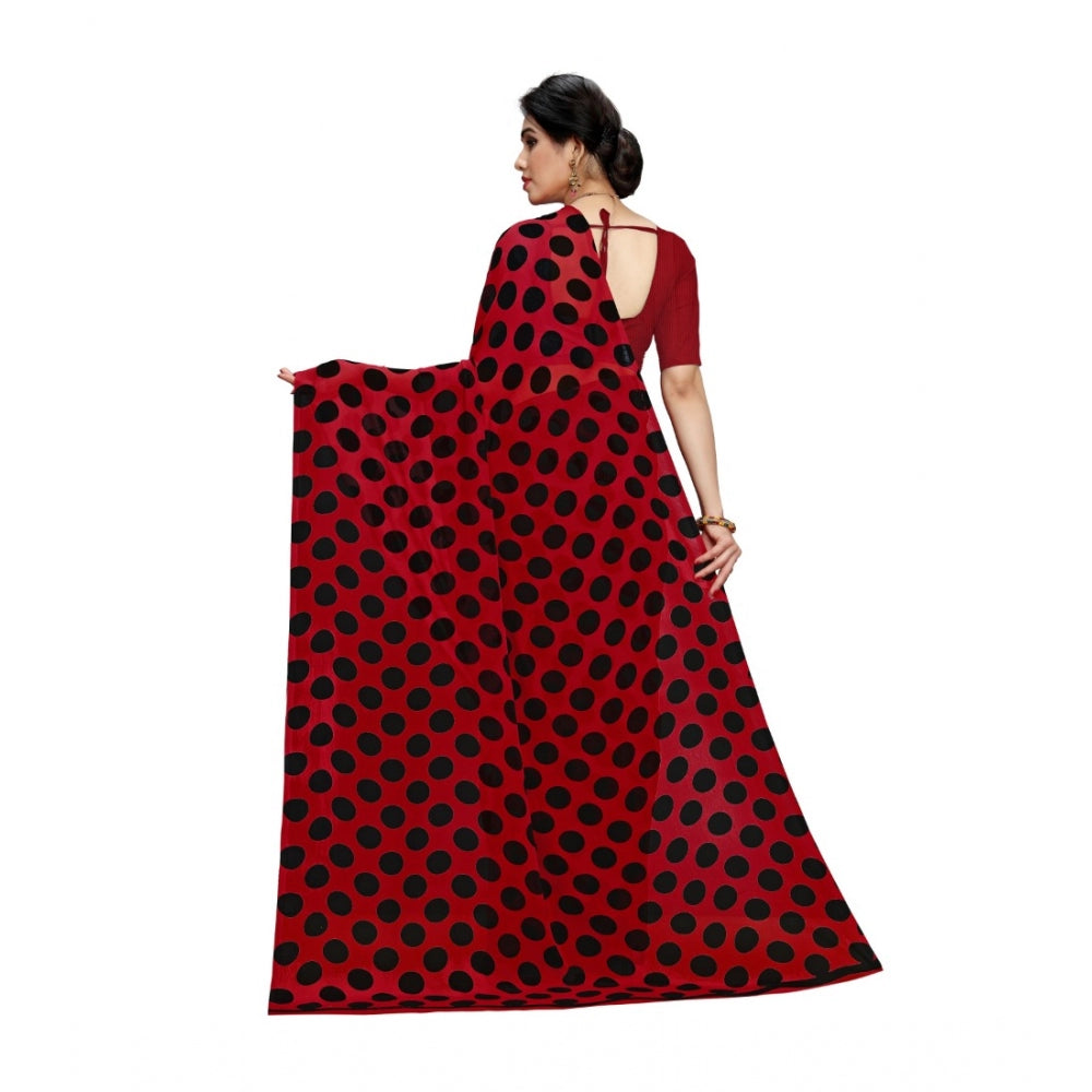 Generic Women's Georgette Saree(R.Black,5-6 Mtrs)