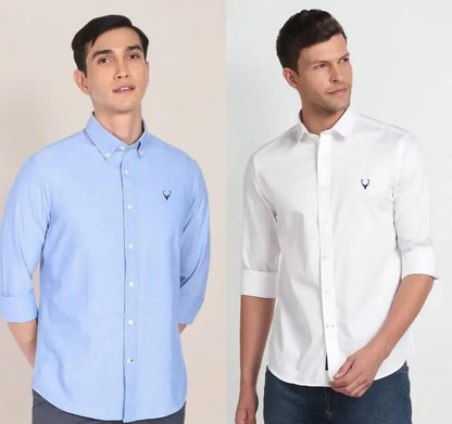 OS Cotton Solid Full Sleeves Slim Fit Casual Shirt Pack of 2 PRODUCT CODE (OS0005619)