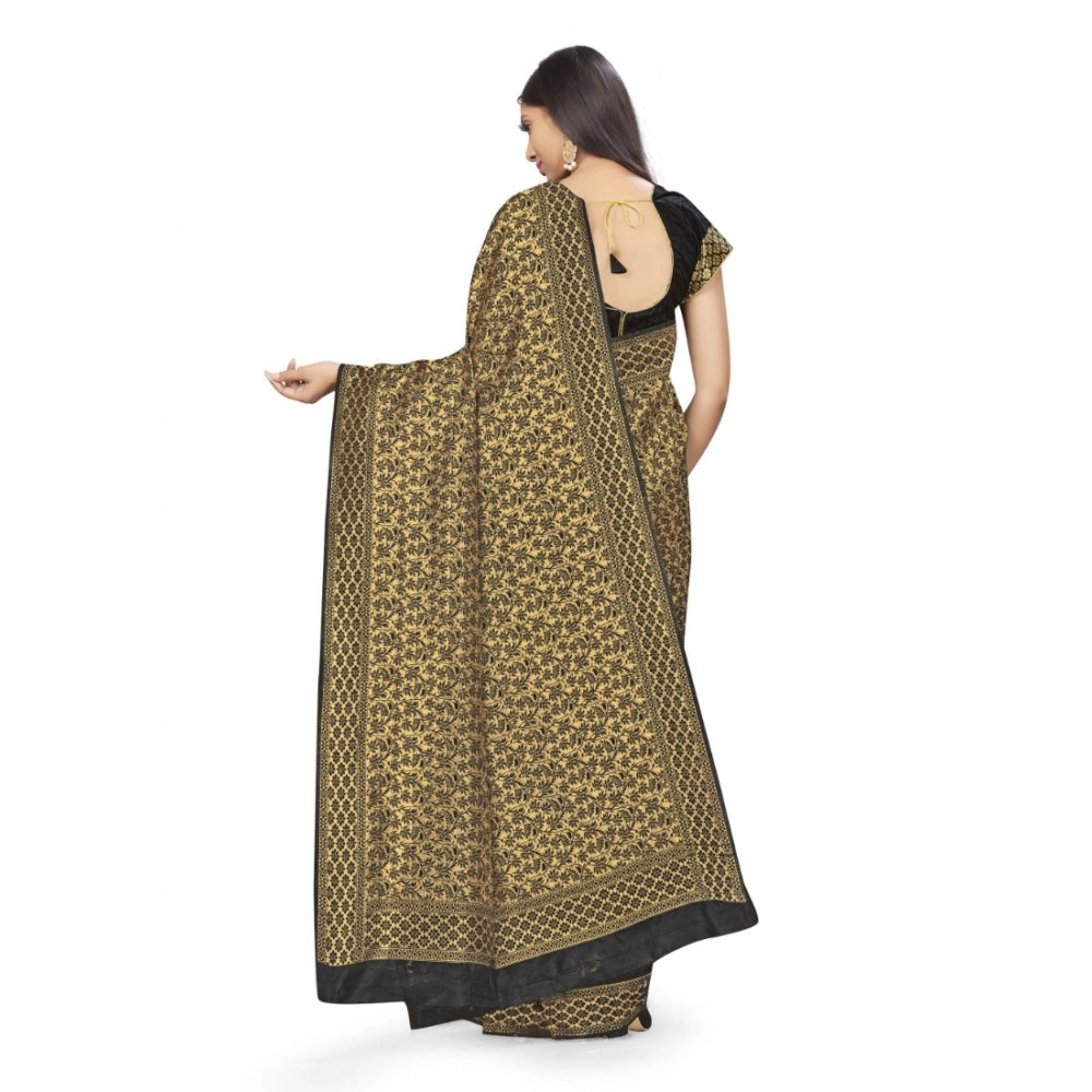 Generic Women's Banarasi Silk Saree (Black,5-6 Mtrs)