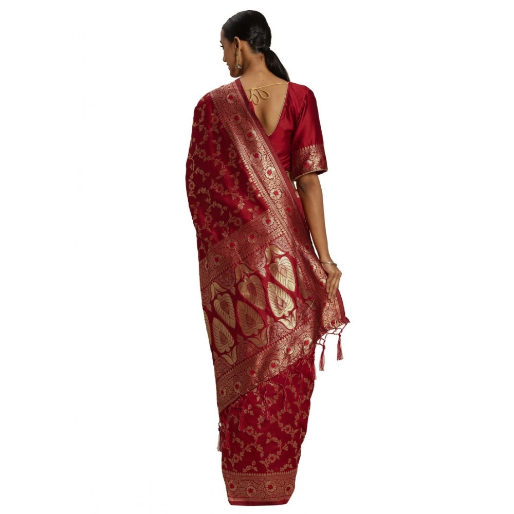 Generic Women's Banarasi Silk Saree (Red,5-6 Mtrs)