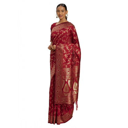 Generic Women's Banarasi Silk Saree (Red,5-6 Mtrs)