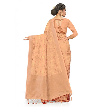 Generic Women's Banarasi (Spun Cotton) Saree (Beige,5-6 Mtrs)