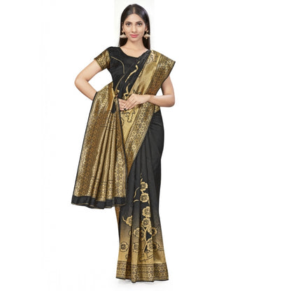 Generic Women's Banarasi Silk Saree (Black,5-6 Mtrs)