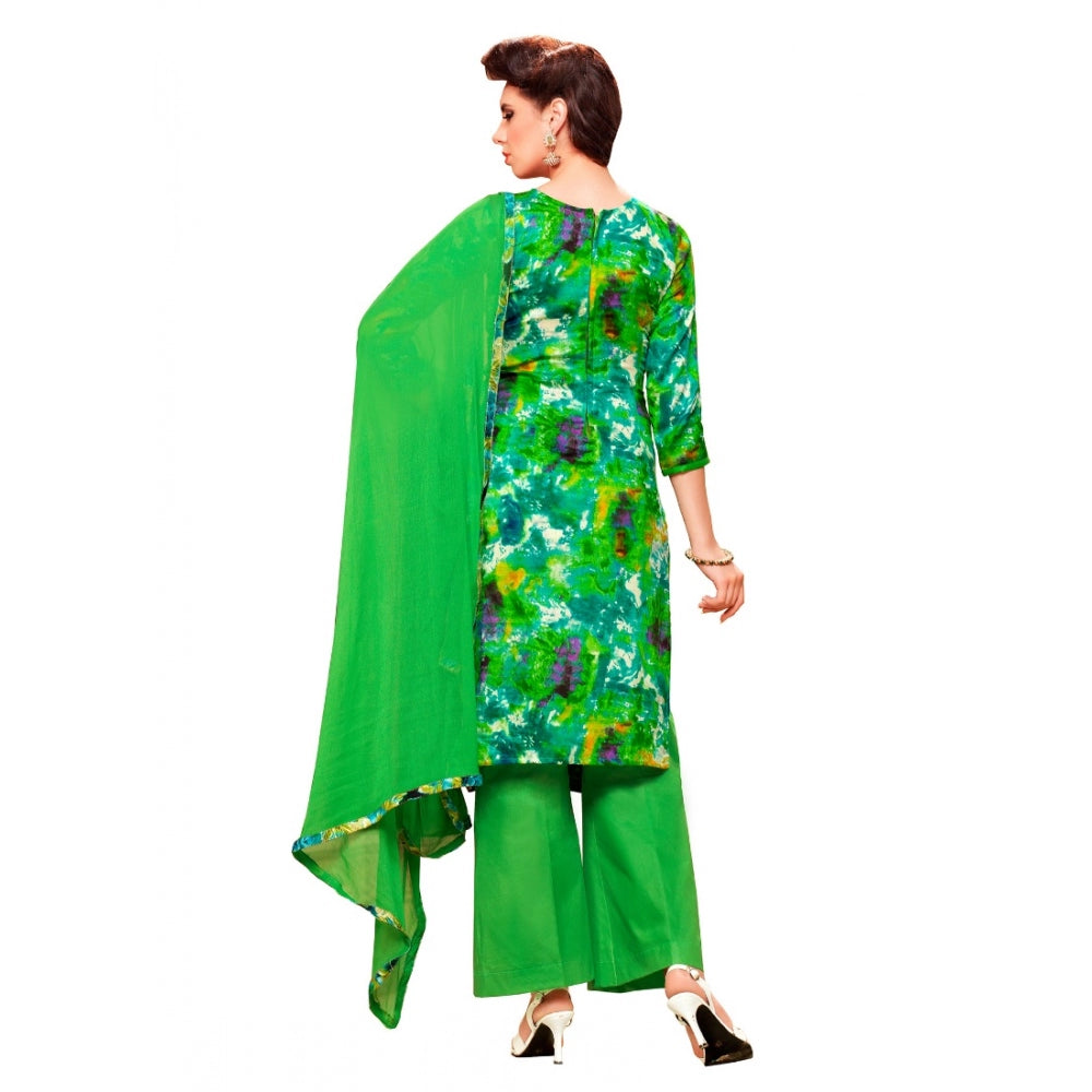 Generic Women's Glaze Cotton Unstitched Salwar Suit-Material With Dupatta (Green &amp; Multi,2.3 Mtrs)