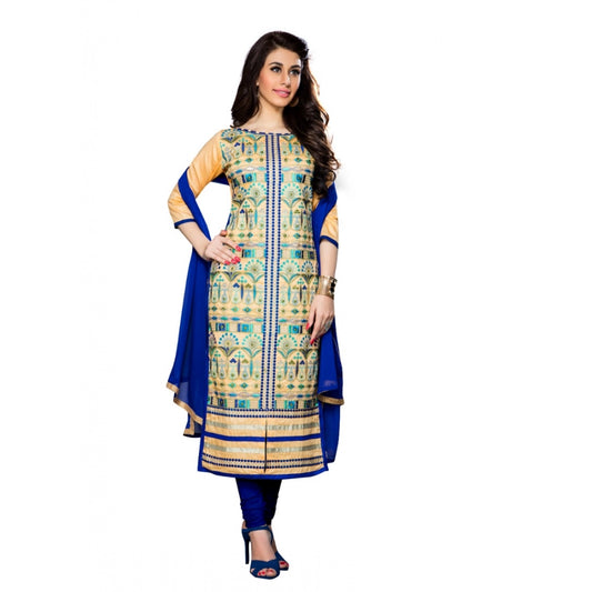 Generic Women's Cotton Unstitched Salwar Suit-Material With Dupatta (Beige,2.3 Mtrs)