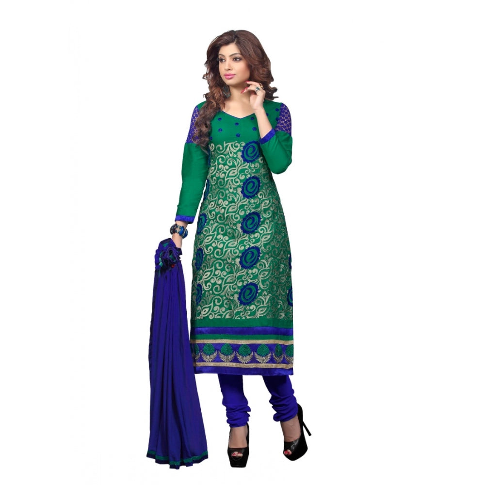 Generic Women's Glaze Cotton Unstitched Salwar Suit-Material With Dupatta (Green,2.2 Mtrs)