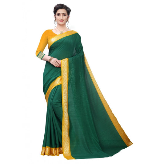 Generic Women's Vichitra Silk Saree(Green ,5-6Mtrs)