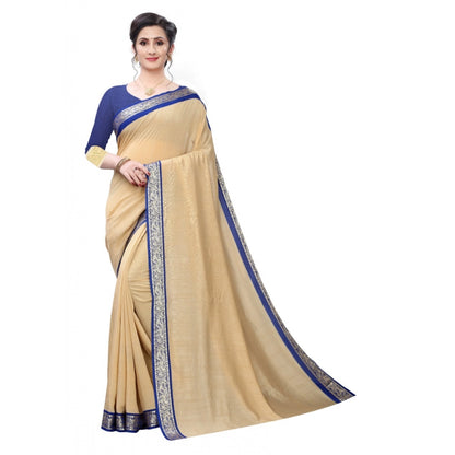 Generic Women's Vichitra Silk Saree(Beige ,5-6Mtrs)