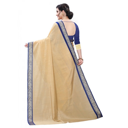 Generic Women's Vichitra Silk Saree(Beige ,5-6Mtrs)