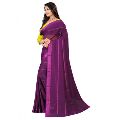 Generic Women's Georgette Silk Saree(Wine ,5-6Mtrs)