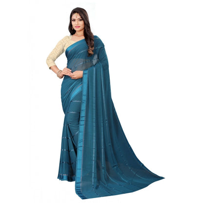 Generic Women's Georgette Silk Saree(Rama ,5-6Mtrs)