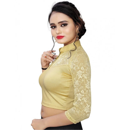 Generic Women's Stretchable Readymade Blouse Cotton Lycra (Size-Free Size ,Neck Type-Collar)