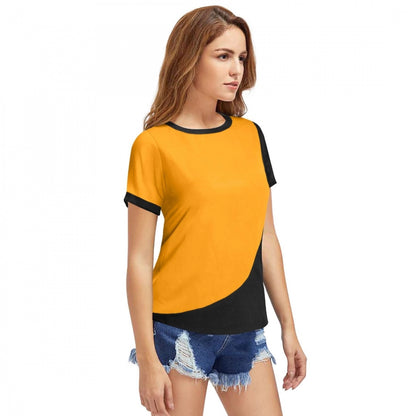 Generic Women's Polyester, Knitting Western Wear T-Shirt (Yellow)