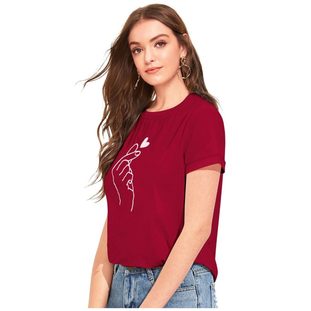 Generic Women's Cotton Western Wear T-Shirt (Maroon)