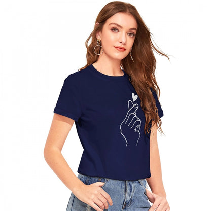 Generic Women's Cotton Western Wear T-Shirt (Blue)