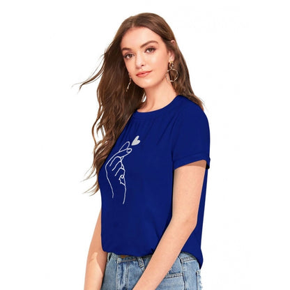 Generic Women's Cotton Western Wear T-Shirt (Royal Blue)