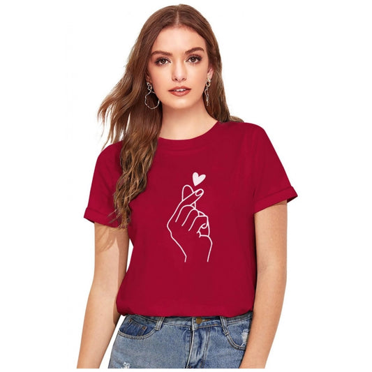 Generic Women's Cotton Western Wear T-Shirt (Maroon)