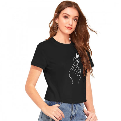 Generic Women's Cotton Western Wear T-Shirt (Black)