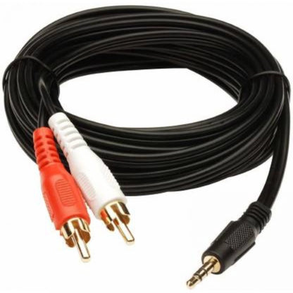 Generic Pack Of_5 3.5 Mm Jack Stereo Audio Male To 2 Rca Male Cable (Color: Assorted)