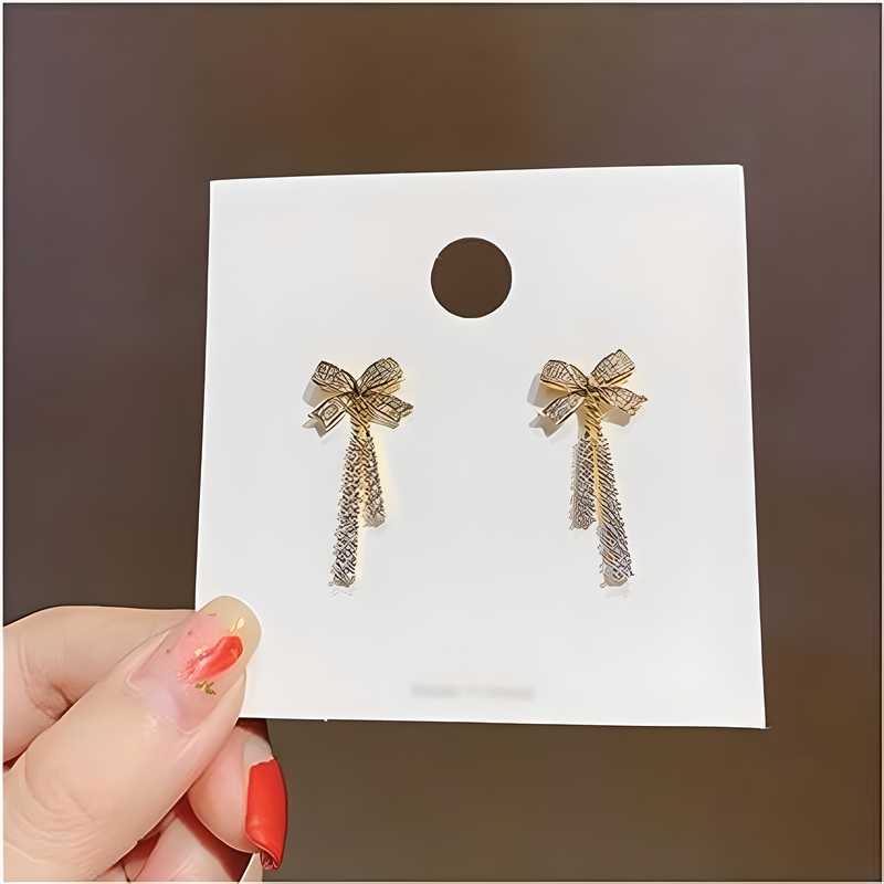 Bow Earrings Dangle Luxury Crystals Pendant Modern Women's Earrings PRODUCT CODE (OS0006899)