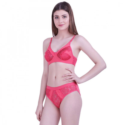 Generic Women's Cotton Bra And Panty Set (Material: Cotton (Color: Peach)