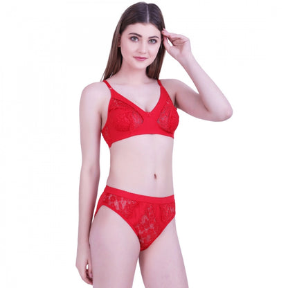 Generic Women's Cotton Bra And Panty Set (Material: Cotton (Color: Red)